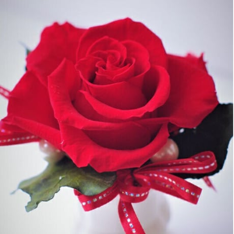 還暦祝い　大きな赤い薔薇の一輪挿し　プリザーブドフラワー（赤）