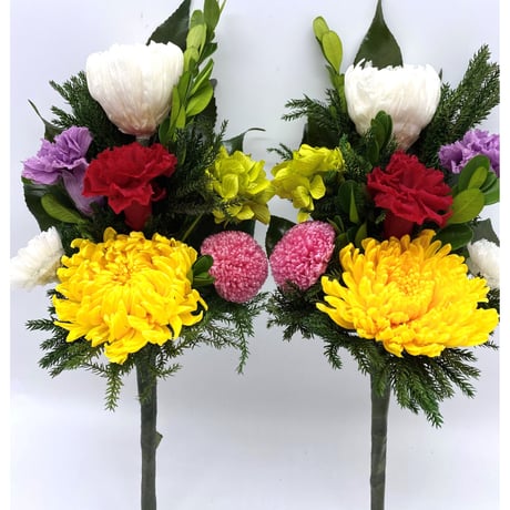お供えプリザーブドフラワー仏花（簡単差し替え花立て無し）選べる仏花  輪菊黄色