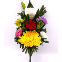 プリザーブドフラワー仏花 簡単差し替え花立て無し 輪菊白＆開花輪菊黄色