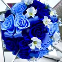 青い薔薇　ブルー お洒落な4面カレイドミラーアレンジ　プリザーブドフラワー  青い花