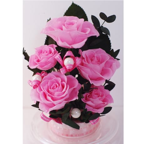 誕生日 記念日 敬老の日 ピンクの薔薇ドームアレンジ 枯れないお花 プリザーブドフラワー（ピンク）L