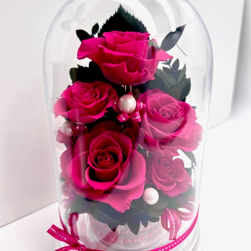 オレンジの薔薇 ドームアレンジ 枯れないお花 プリザーブドフラワー