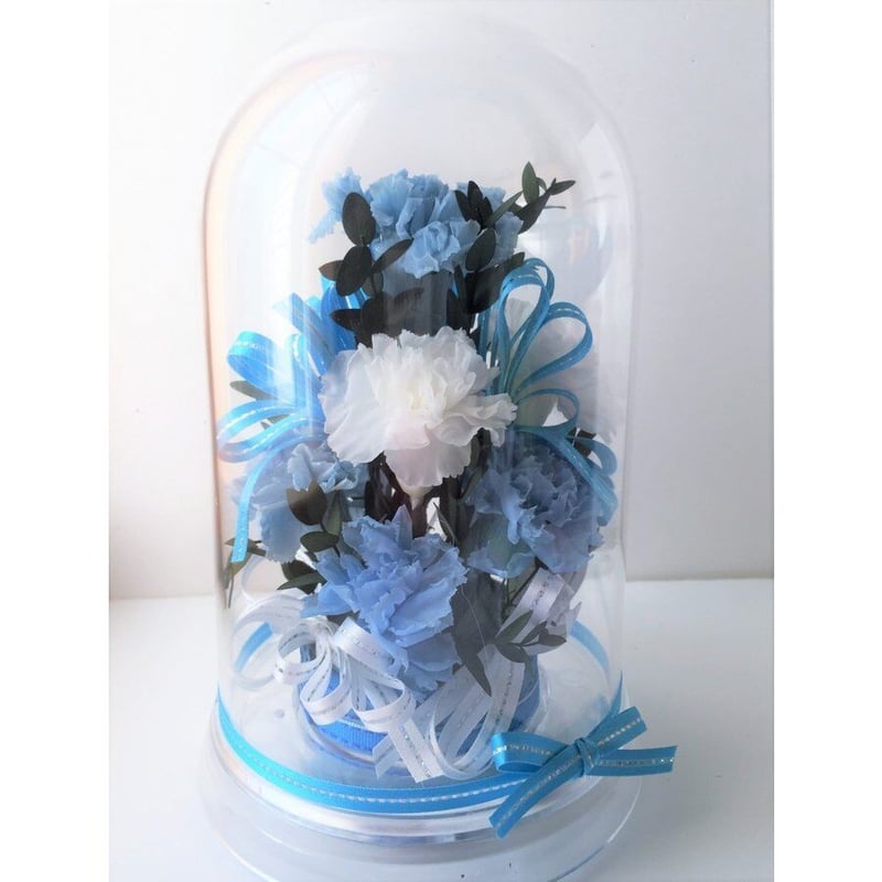 青いカーネーション　ホワイト 青いカーネーション ホワイト プチ贅沢なアレンジ BlueWhite