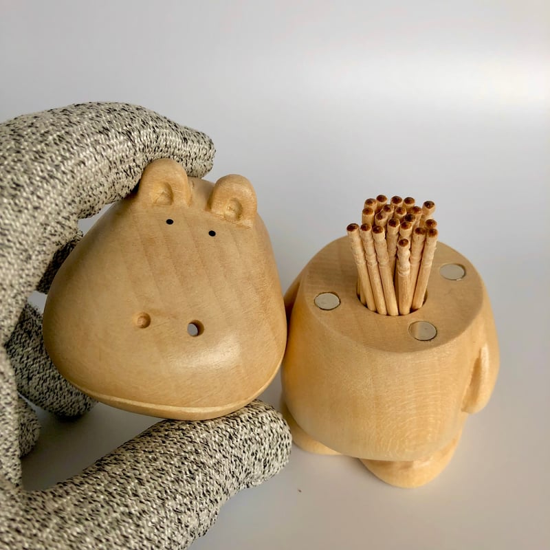 鼻からようじが出る木彫りのカバ | kg-craft STORE