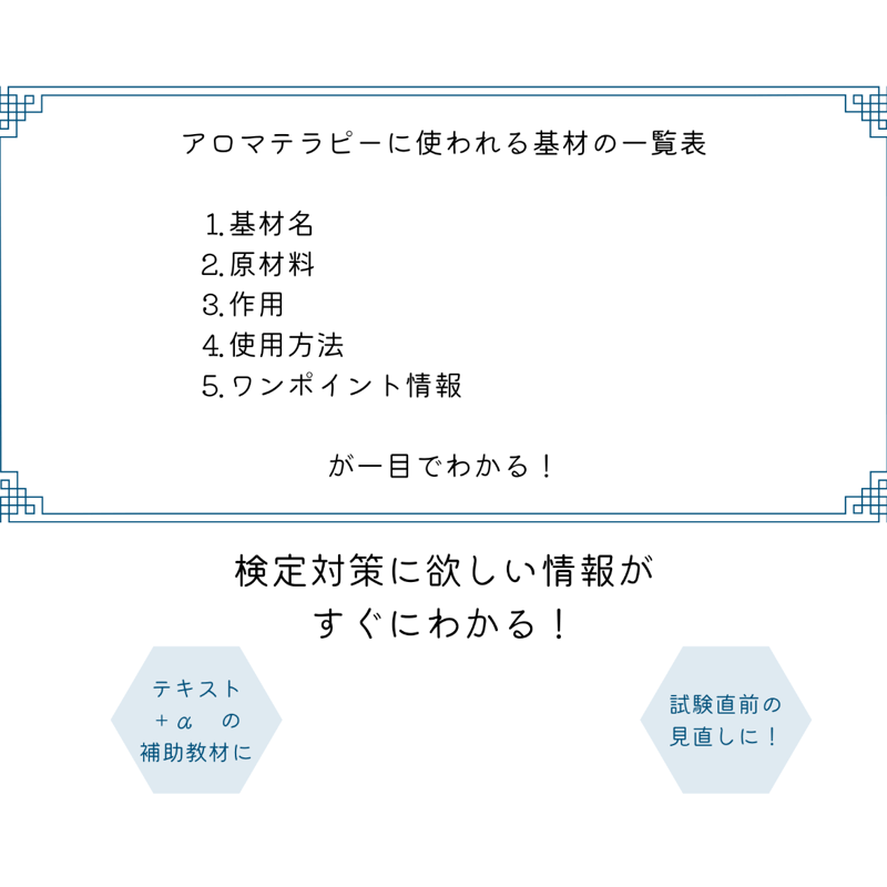 アロマテラピー検定対策一式 基材一覧】アロマテラピー検定対策 | Aroomastyle