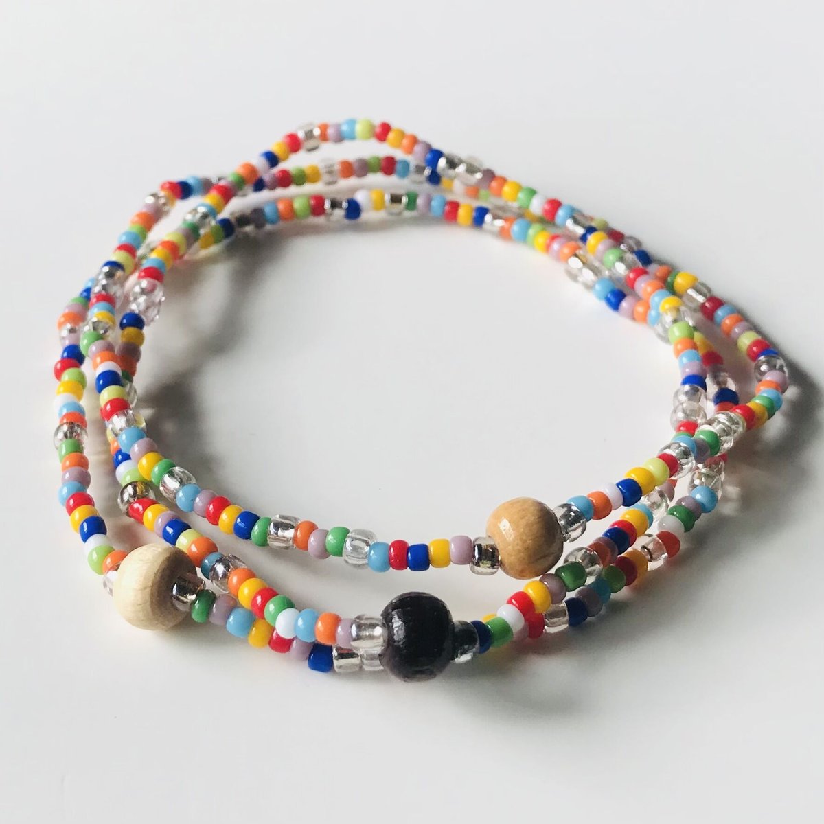 【国内即発】≪chibi jewels≫マルチカラー ビーズブレスレット 3連ブレスレット マルチカラー 17cm | yuj