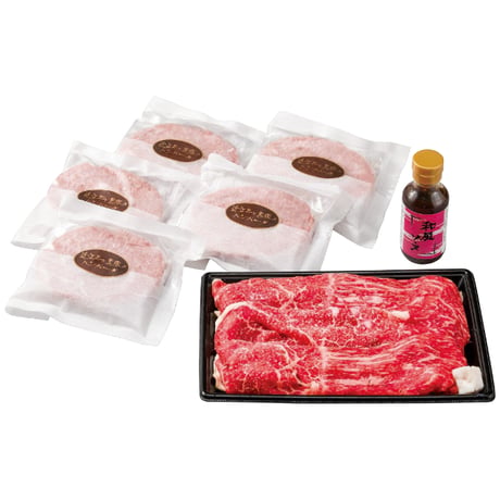 【4270-019】千成亭 近江牛すき焼き＆近江牛と黒豚のハンバーグセット