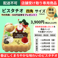 【配送不可：店舗受取専用商品】ピスタチオ 四角サイズ（14cm）