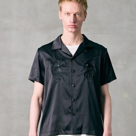 VIRGOwearworks ヴァルゴウェアワークス メンズ 半袖シャツ LUXE BOWLING SATIN SHIRT ホワイト レッド ブラック VG-SH-277