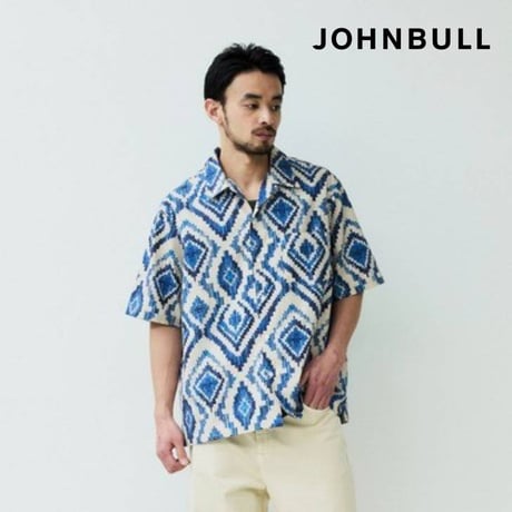 ジョンブル johnbull Johnbull 半袖シャツ メンズ パターンオープンカラーショートスリーブシャツ 春物ファッション ライトベージュ JM262S13