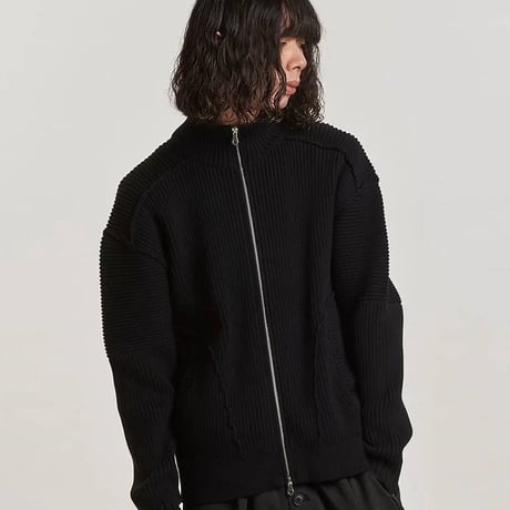 ノーアイディー noid no id NOID． カーディガン メンズ バイカーズニットZIP-CD 秋冬商品 グレー ブラック ミックス 457010-335K