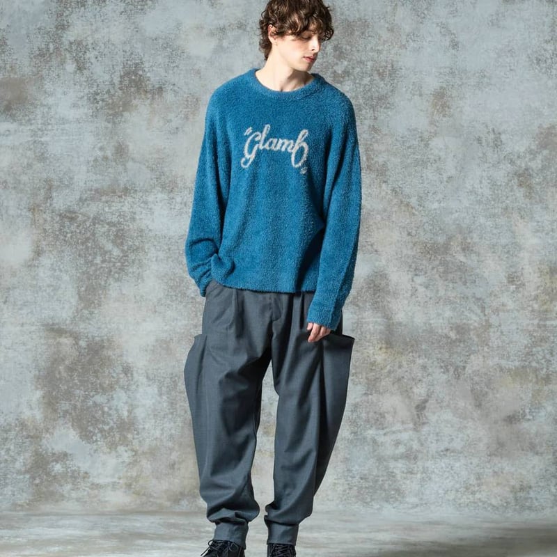 glamb グラム ニット メンズ Spin Logo Shaggy Knit/スピンロゴシャ
