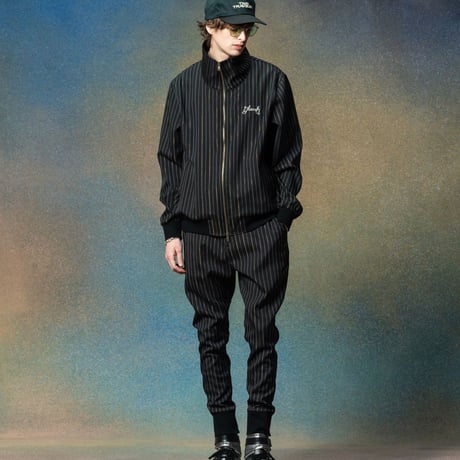 glamb グラム パンツ メンズ Sparkle Stripe Jogger Pants/スパークルストライプジョガーパンツ ブルー チャコール ブラック GB0225/P03