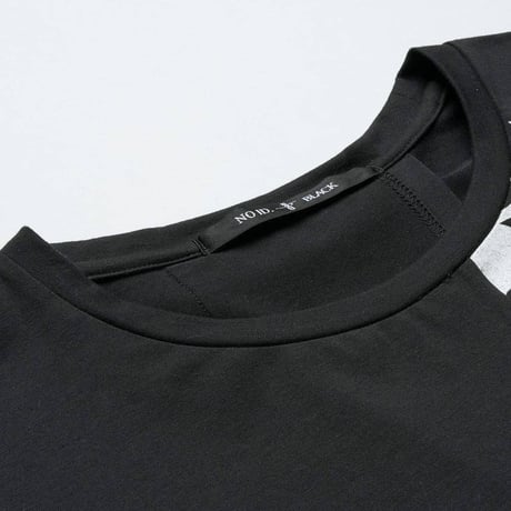 ノーアイディー noid 半袖Tシャツ NOID. メンズ アシンメトリープリントT ホワイト ブラック 春夏商品 458006-495T