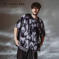 ノーアイディー noid 半袖カットソー NOID. メンズ ドローストリングスシアーレイヤードBIG-T ホワイト ブラック 総柄 春夏商品 458006-486T