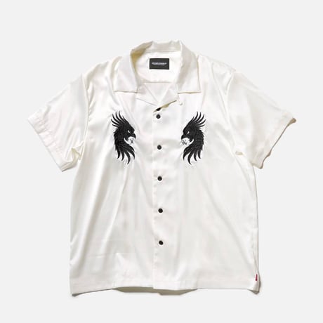 VIRGOwearworks ヴァルゴウェアワークス メンズ 半袖シャツ LUXE BOWLING SATIN SHIRT ホワイト レッド ブラック VG-SH-277