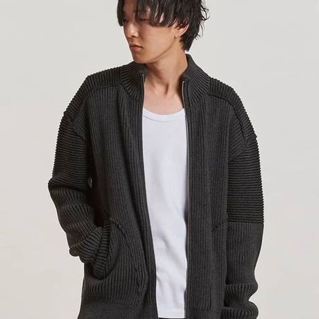 ノーアイディー noid no id NOID． カーディガン メンズ バイカーズニットZIP-CD 秋冬商品 グレー ブラック ミックス 457010-335K