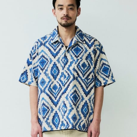 ジョンブル johnbull Johnbull 半袖シャツ メンズ パターンオープンカラーショートスリーブシャツ 春物ファッション ライトベージュ JM262S13