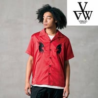 VIRGOwearworks ヴァルゴウェアワークス メンズ 半袖シャツ LUXE BOWLING SATIN SHIRT ホワイト レッド ブラック VG-SH-277