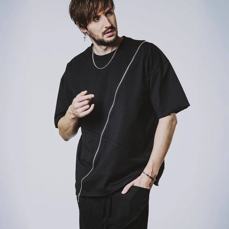 ノーアイディー noid 半袖Tシャツ NOID. メンズ マルチシームZIP BIG-T