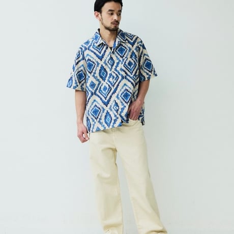 ジョンブル johnbull Johnbull 半袖シャツ メンズ パターンオープンカラーショートスリーブシャツ 春物ファッション ライトベージュ JM262S13