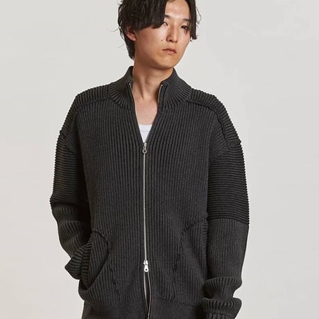 ノーアイディー noid no id NOID． カーディガン メンズ バイカーズニットZIP-CD 秋冬商品 グレー ブラック ミックス 457010-335K
