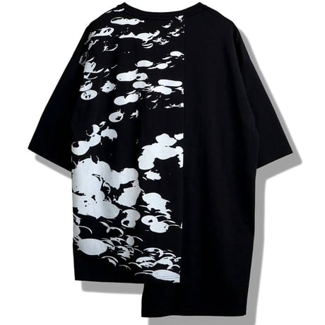 ノーアイディー noid 半袖Tシャツ NOID. メンズ アシンメトリープリントT ホワイト ブラック 春夏商品 458006-495T