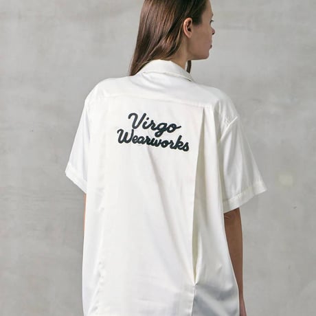 VIRGOwearworks ヴァルゴウェアワークス メンズ 半袖シャツ LUXE BOWLING SATIN SHIRT ホワイト レッド ブラック VG-SH-277