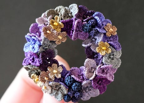 紫陽花のリースブローチ