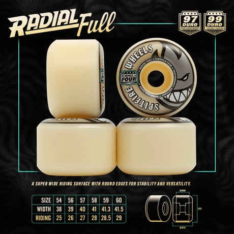 SPITFIRE "F4 T-Funk Raw" (RADIAL FULL) 97DURO 54mm