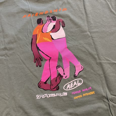 "NJ X THERE X REAL - 'FRIENDSHIP' Tee"(Sage Green)XL