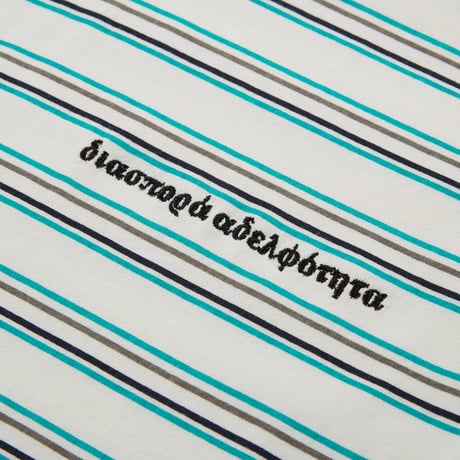 DIASPORA "Printed Stripe S/S Top" (White) XL