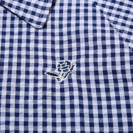 DIASPORA "Utility Harrington Jacket" (Navy & Gingham) L