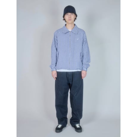 DIASPORA "Utility Harrington Jacket" (Navy & Gingham) L