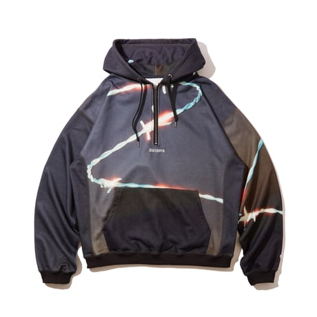 DIASPORA "Barb Quarterzip Hooded Sweatshirt" L