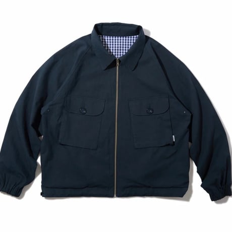 DIASPORA "Utility Harrington Jacket" (Navy & Gingham) L