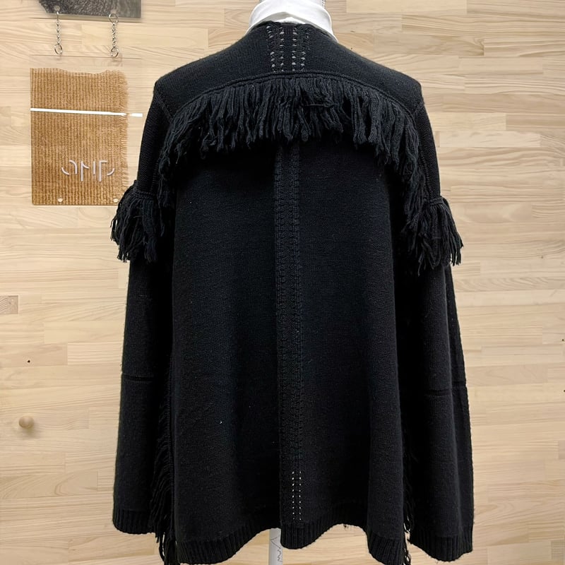 PERVERZE ブラックカーディガン フリンジデザイン フリンジニットカーディガン | AMBERMADAM.JP
