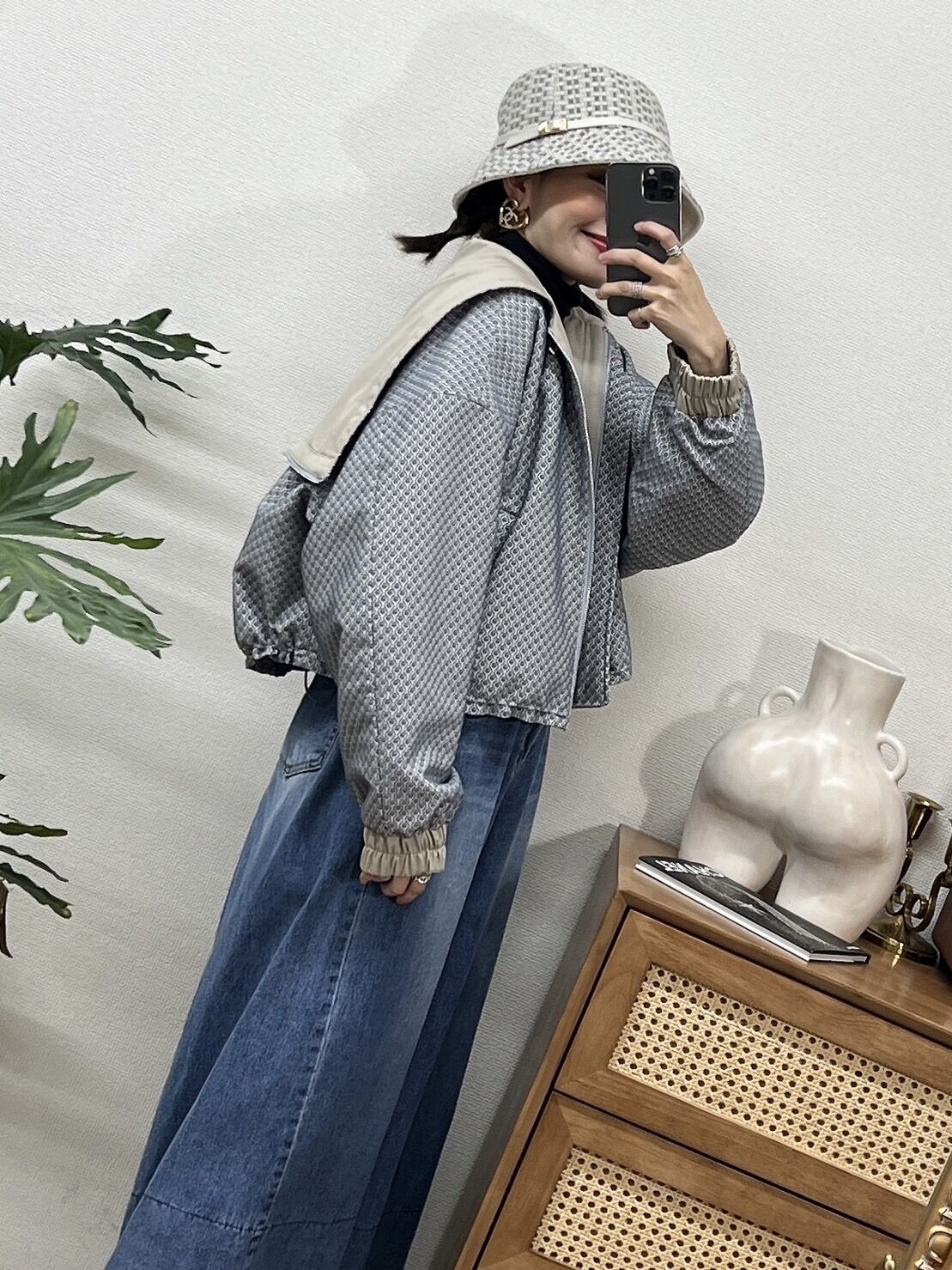 美品 ✨定価5.3万23区 R アール☆ジップアップフーデッドブルゾン25SS fit=scale-down,w=1200