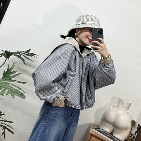 フーデッドジップアップブルゾン