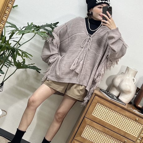 フリンジニットプルオーバー
