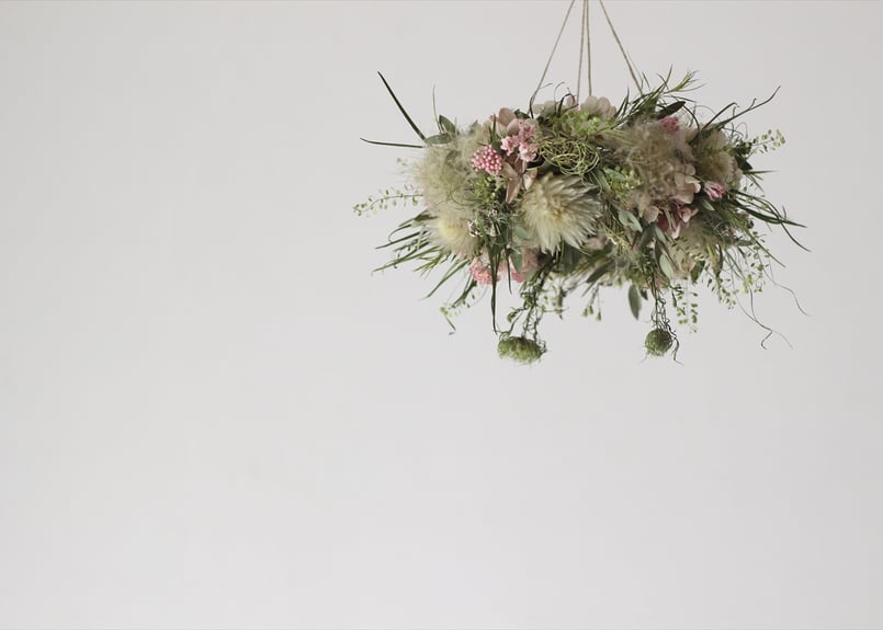 flying wreath　フラワーモビール付き　pink系　フライングリース＊ flying wreath フラワーモビール付き pink系 フライングリース＊