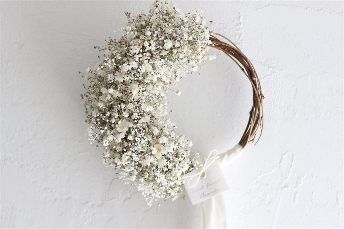 レジンヘアゴム 大ぶりベージュリースお花たっぷり