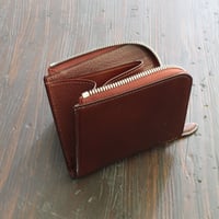 L字ファスナーコンパクト財布　本革　J.ベイカー社　ブライドルレザー　チョコ　10302