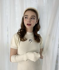 pellsiana heart logo knit one-piece WHITE