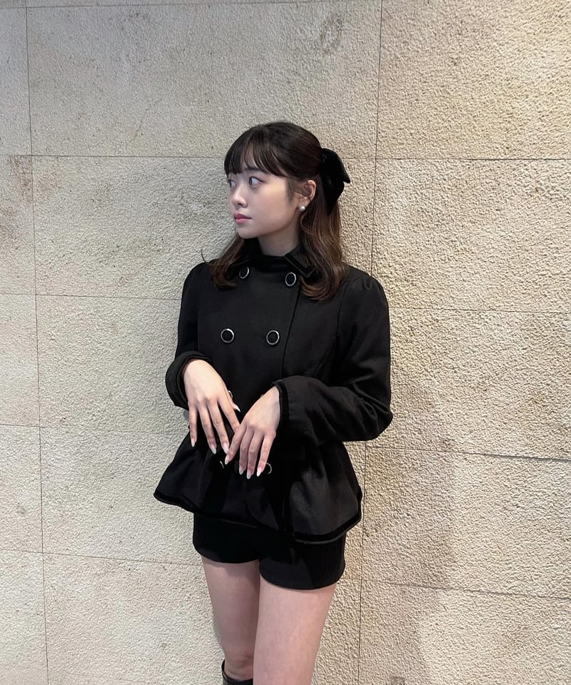 pellsiana velours piping peplum jacket | pellsiana