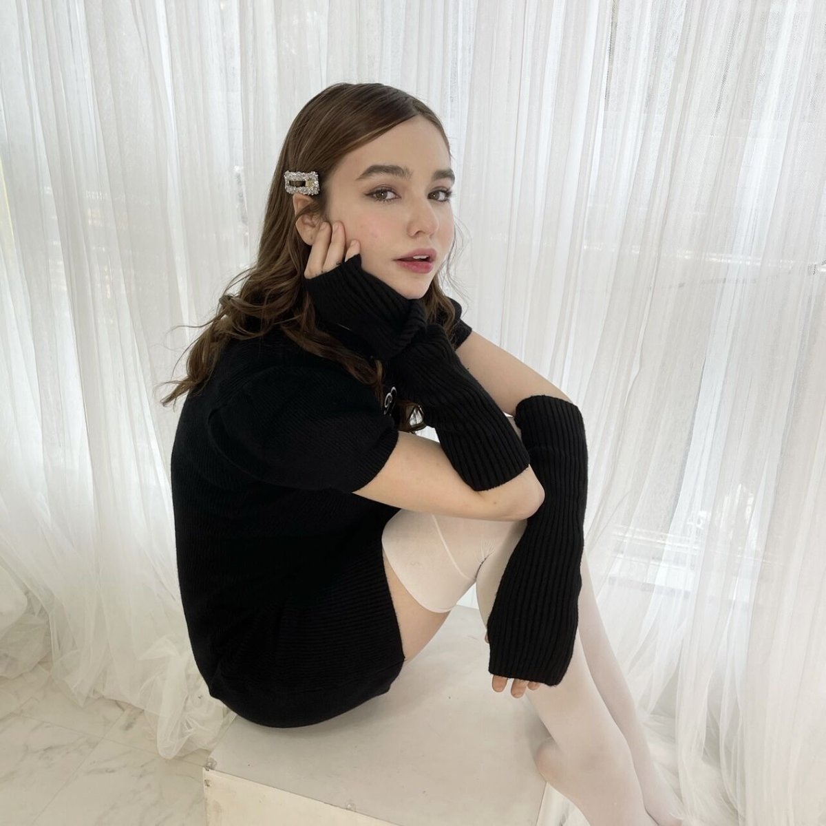 pellsiana heart logo knit one-piece BLACK | pel