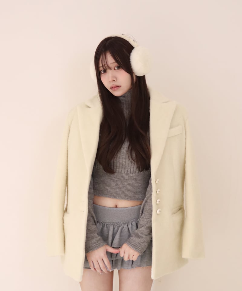 ジャケット・アウター YILON Sailor shaggy long coat IVORY SHAGGY