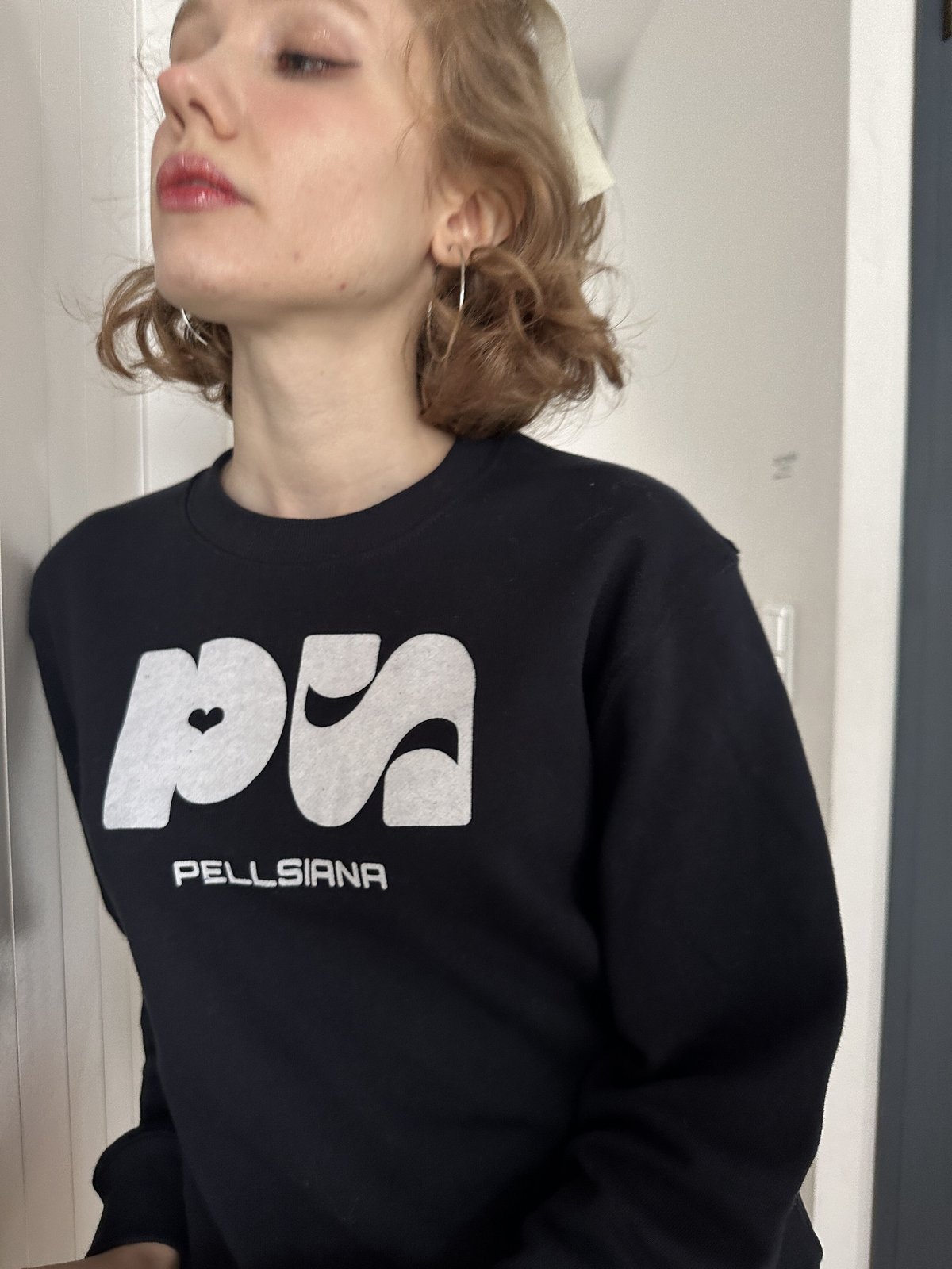 P S velvet logo sweat NAVY | pellsiana