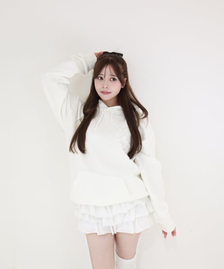 【P】logo frill mini skirt pants White