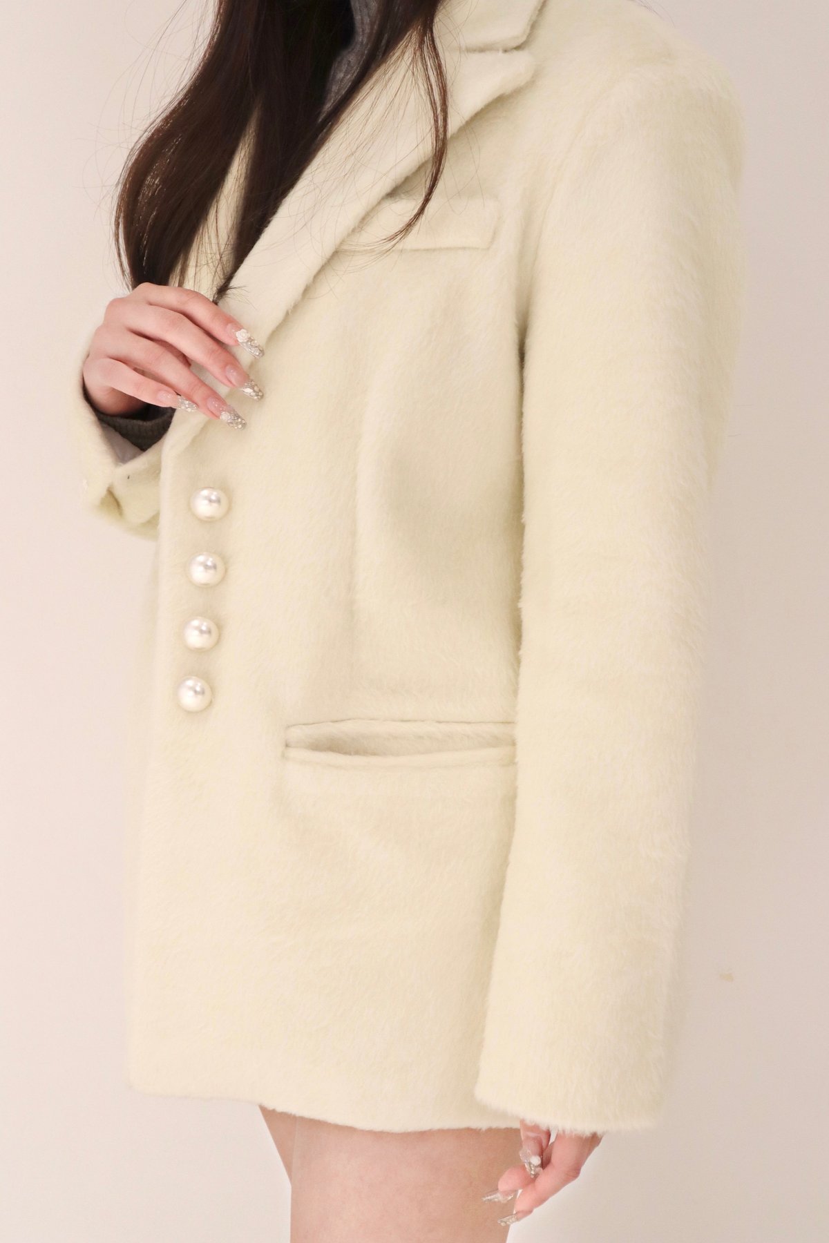 ivory shaggy jacket | pellsiana